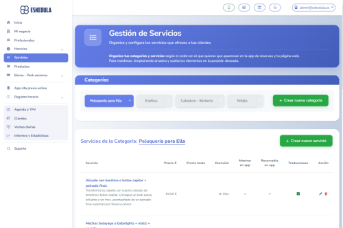 Catálogo de servicios