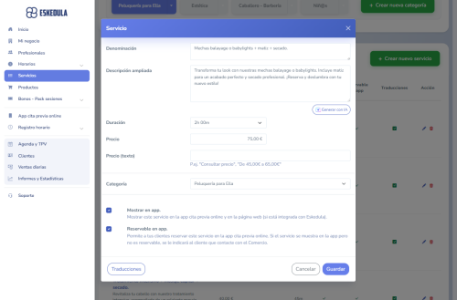 Configuración de precios