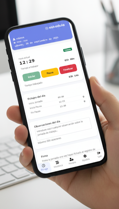Panel de control horario